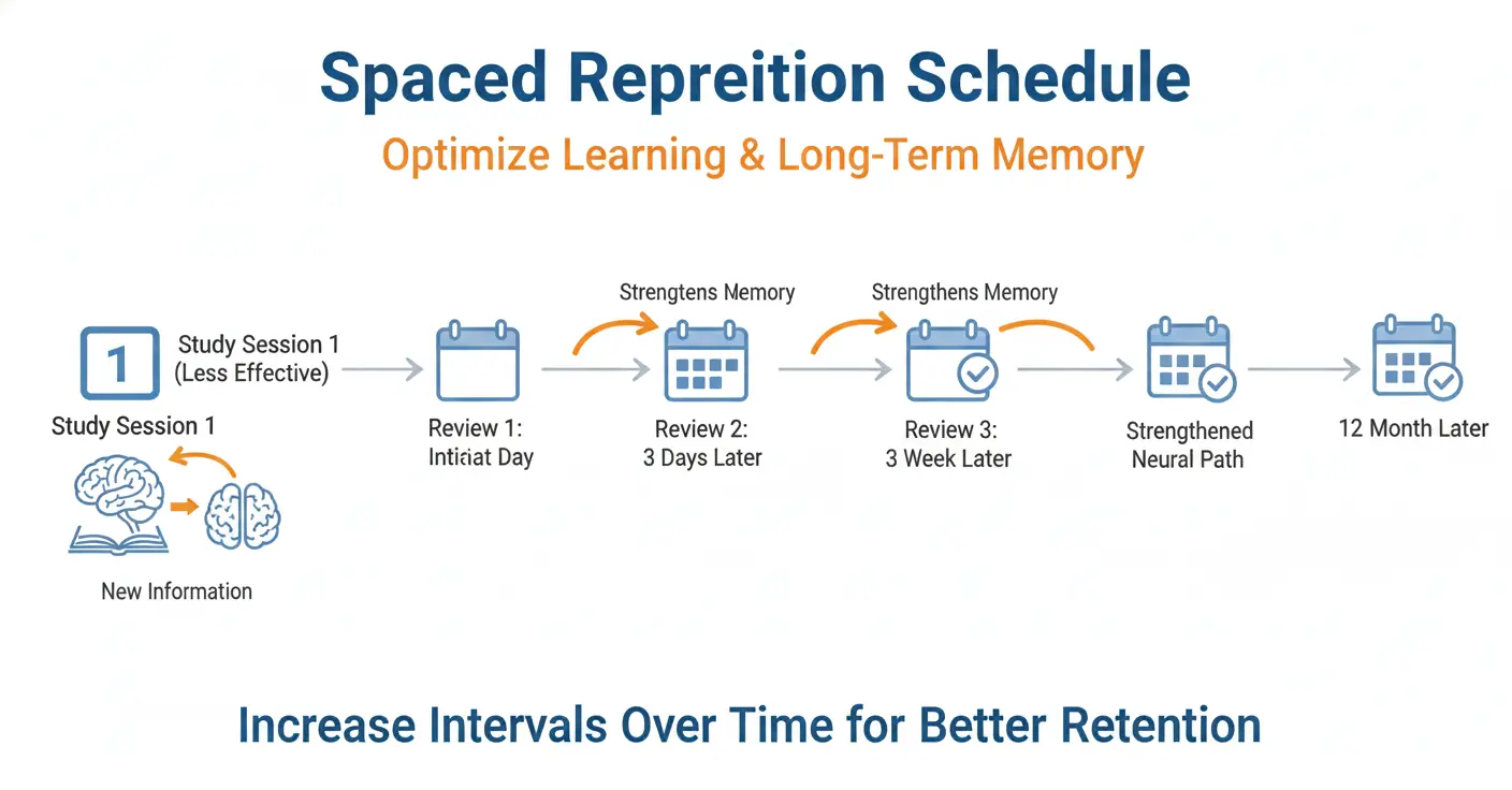 Spaced repetition review schedule for better long-term retention