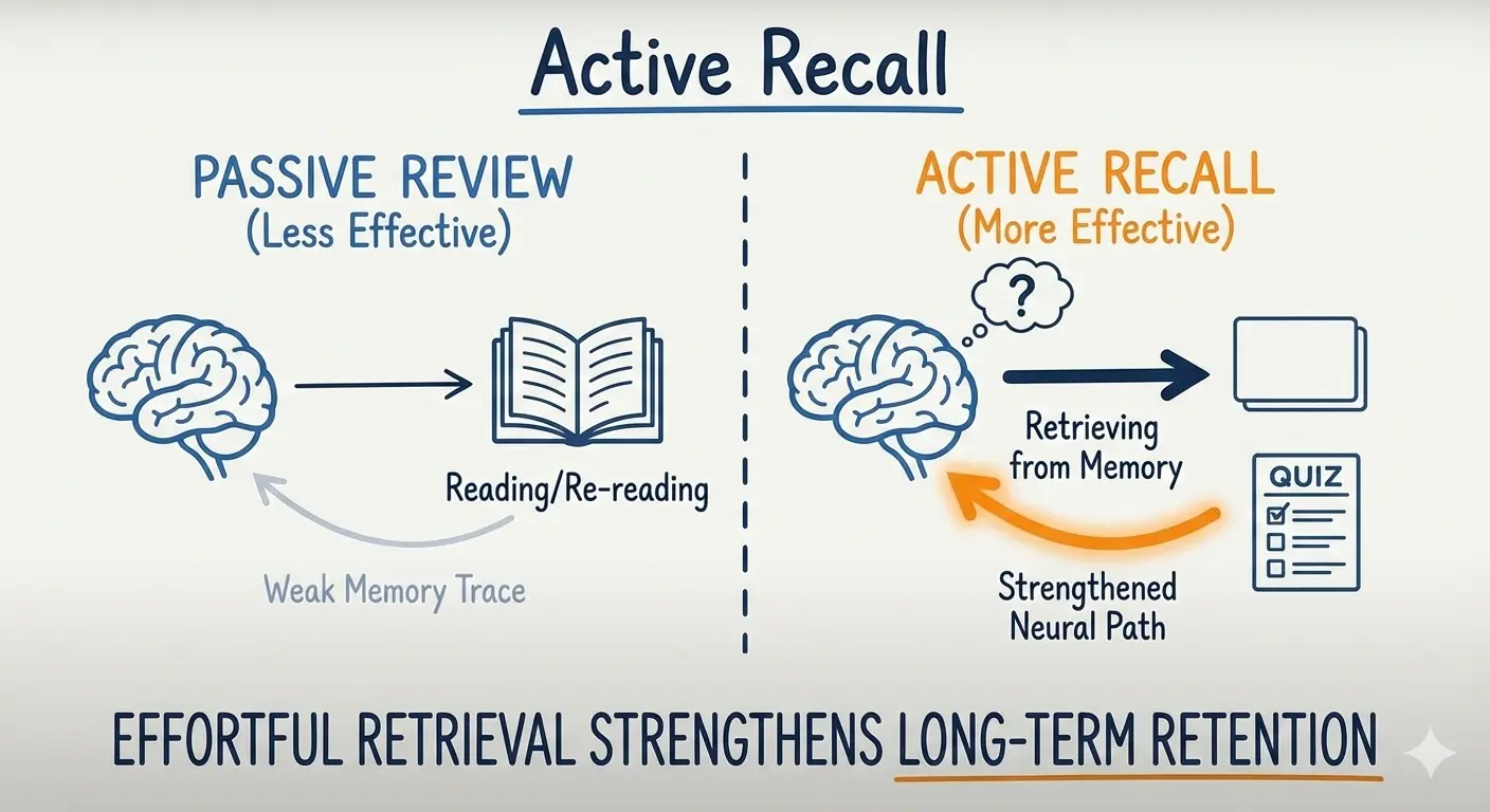 Active recall study method example with memory testing